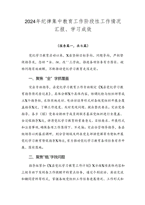 2024年纪律集中教育工作阶段性工作情况汇报、学习成效.docx