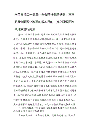 学习贯彻二十届三中全会精神专题党课.docx