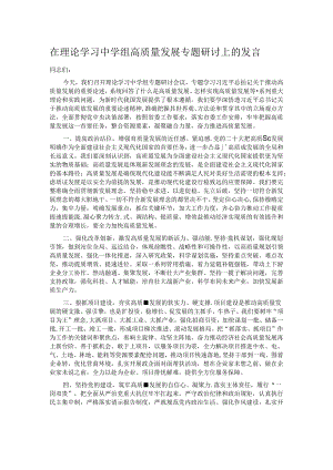 在理论学习中学组高质量发展专题研讨上的发言.docx