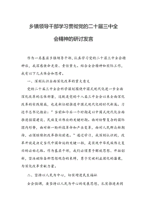 乡镇领导学习贯彻二十届三中全会精神的研讨发言（5篇）.docx