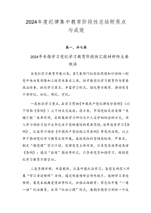 2024年度纪律集中教育阶段性总结附亮点与成效.docx