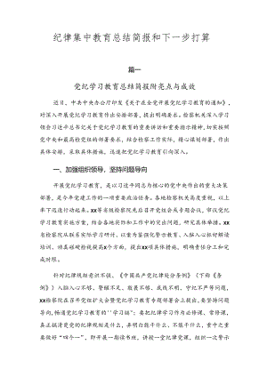 纪律集中教育总结简报和下一步打算.docx