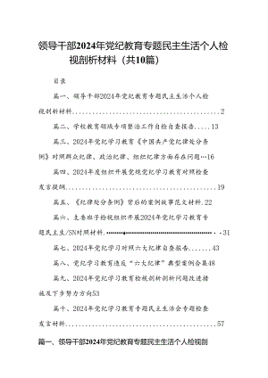 领导干部2024年党纪教育专题民主生活个人检视剖析材料10篇.docx
