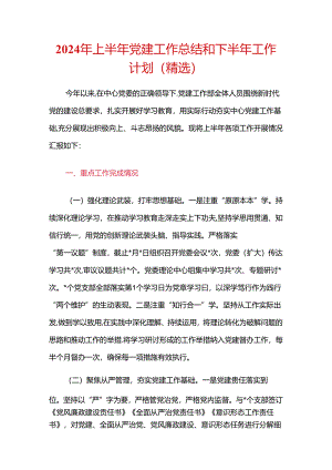 2024年上半年党建工作总结和下半年工作计划（精选）.docx