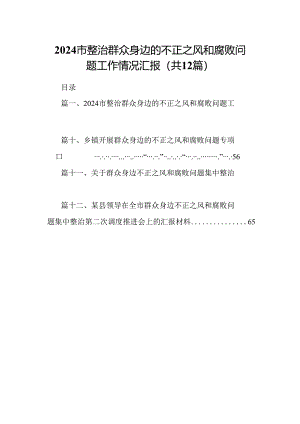 市整治群众身边的不正之风和腐败问题工作情况汇报12篇（详细版）.docx