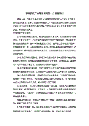 不良贷款产生的原因是什么危害有哪些.docx