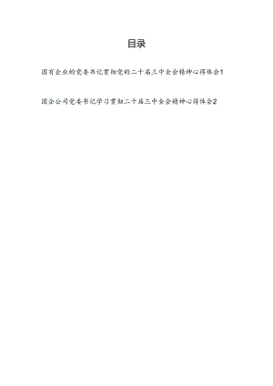 国有企业的党委书记贯彻党的二十届三中全会精神心得体会2篇.docx