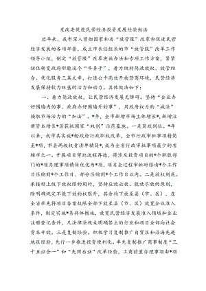 发改委促进民营经济投资发展经验做法.docx