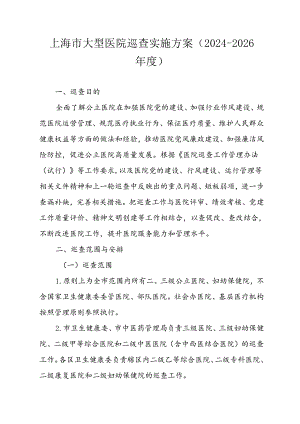 上海市大型医院巡查实施方案（2024-2026年度）.docx