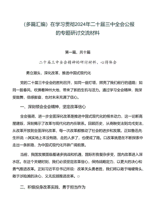 （多篇汇编）在学习贯彻2024年二十届三中全会公报的专题研讨交流材料.docx