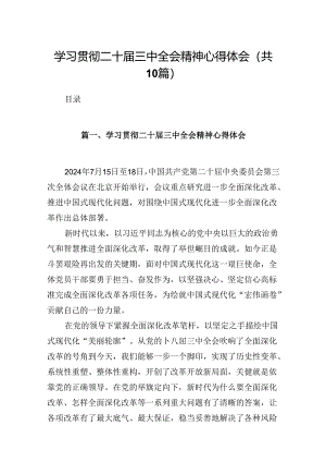 10篇学习贯彻二十届三中全会精神心得体会优选.docx