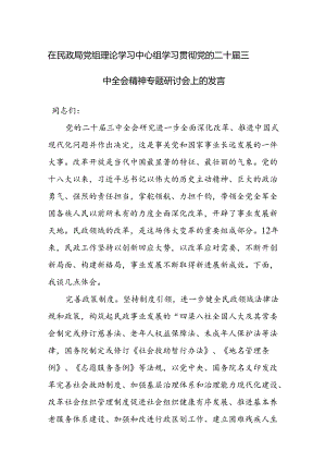 2024年理论学习中心组、领导干部学习贯彻二十届三中全会精神专题研讨会上的发言及传达学习党的二十届三中全会精神会议上的讲话范文3篇.docx