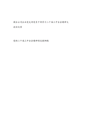 国企公司企业党支部党员干部学习二十届三中全会精神大讨论记录.docx