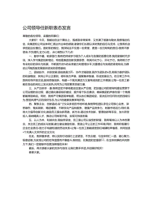 公司领导任新职表态发言.docx