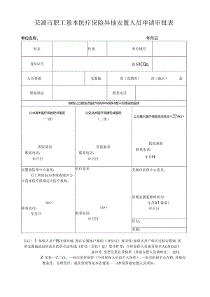 芜湖市基本医疗保险异地安置(驻外)人员登记表.docx