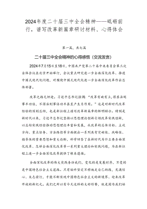 2024年度二十届三中全会精神——砥砺前行谱写改革新篇章研讨材料、心得体会.docx