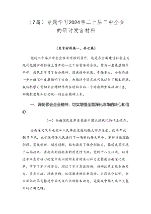 （7篇）专题学习2024年二十届三中全会的研讨发言材料.docx