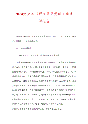 2024党支部书记抓基层党建工作述职报告.docx