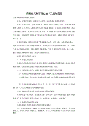 安徽省欠税管理办法以及应对措施.docx