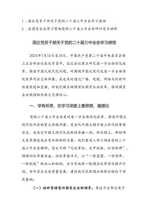 国企党员干部关于党的二十届三中全会学习感悟及研讨发言材料范文2篇.docx