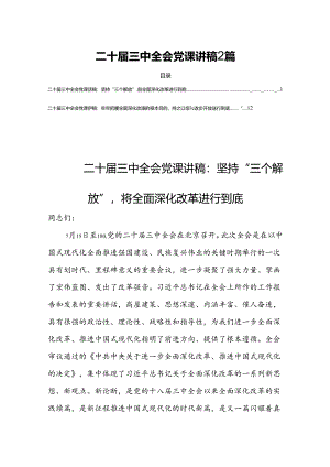 二十届三中全会党课讲稿 2篇.docx