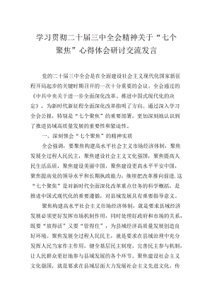 学习贯彻二十届三中全会精神关于“七个聚焦”心得体会研讨交流发言.docx