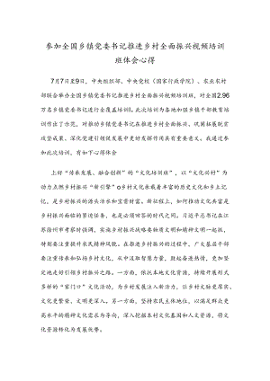 参加全国乡镇党委书记推进乡村全面振兴视频培训班体会心得.docx