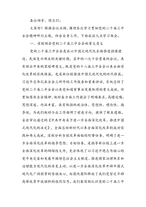 传达学习党的二十届三中全会精神会议上的发言.docx