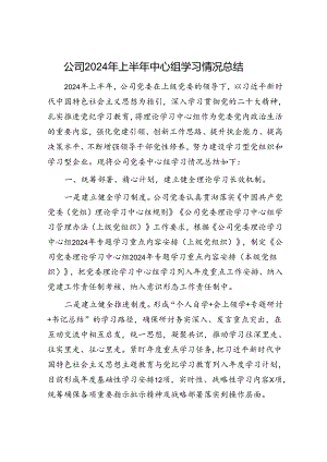 国企2024年上半年中心组学习情况总结3600字.docx