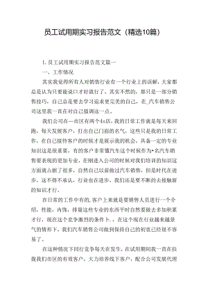 员工试用期实习报告范文（精选10篇）.docx