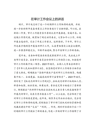在审计工作会议上的讲话.docx
