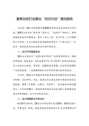 2024年公安机推进夏季治安打击整治行动情况报告十二篇.docx