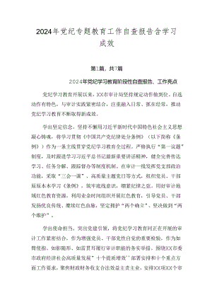 2024年党纪专题教育工作自查报告含学习成效.docx