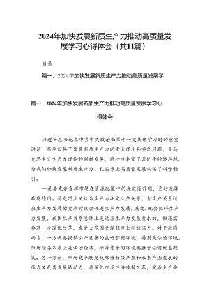 （11篇）2024年加快发展新质生产力推动高质量发展学习心得体会范文精选.docx