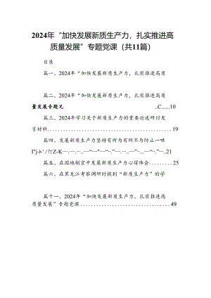 （11篇）2024年“加快发展新质生产力扎实推进高质量发展”专题党课汇编供参考.docx