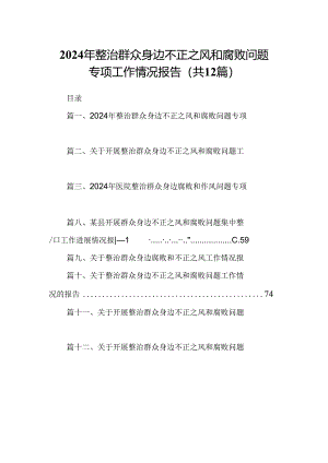 2024年整治群众身边不正之风和腐败问题专项工作情况报告12篇（详细版）.docx