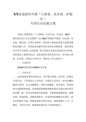 2024年XX街道组织开展“大排查、化矛盾、护稳定”专项行动实施方案.docx