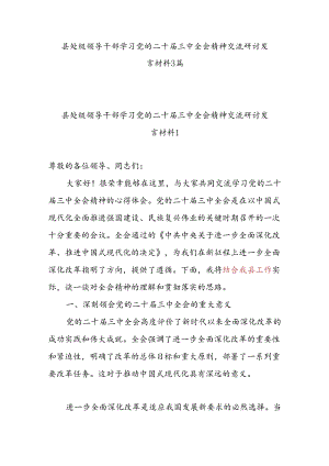 县处级领导干部学习党的二十届三中全会精神交流研讨发言材料3篇.docx
