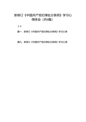 （9篇）新修订《中国共产党纪律处分条例》学习心得体会.docx