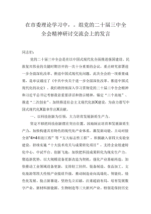 在市委理论学习中心组党的二十届三中全全会精神研讨交流会上的发言.docx