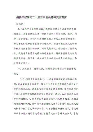 学习二十届三中全会精神交流发言 3篇.docx