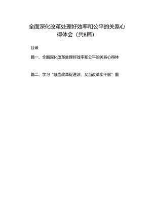 全面深化改革处理好效率和公平的关系心得体会（共8篇）.docx