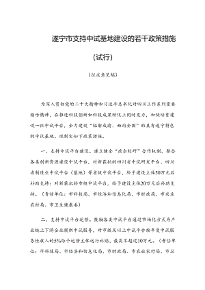遂宁市支持中试基地建设的若干政策措施（试行）（征求意见稿）.docx