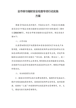 全市核与辐射安全检查专项行动实施方案.docx