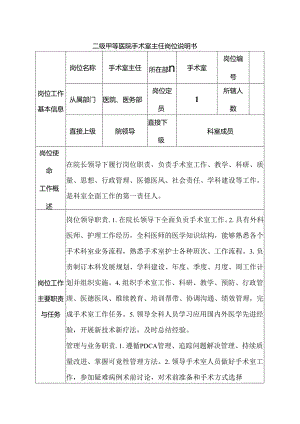 二级甲等医院手术室主任岗位说明书.docx
