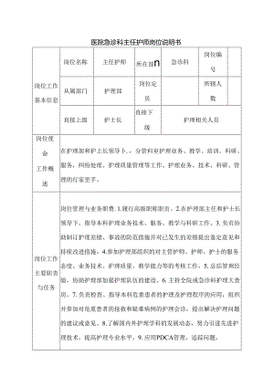 医院急诊科主任护师岗位说明书.docx
