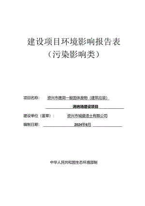 资兴市唐洞建筑垃圾消纳场项目环境影响报告表.docx