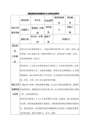医院感染性疾病科护士长岗位说明书.docx