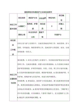医院神经内科病区护士长岗位说明书.docx