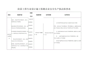 防雷工程专业设计 施工 检测企业安全生产执法检查表.docx